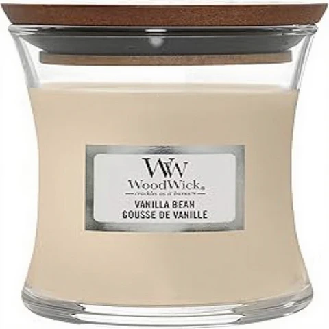 Woodwick Duftkerze Vanilla Bean Mini Sanduhrform