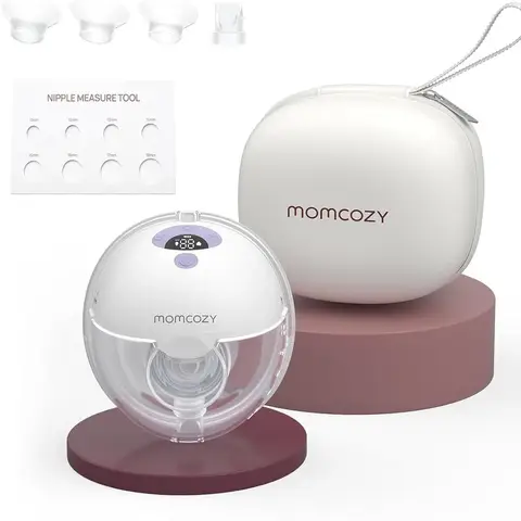 Momcozy M5 Hands-Free Breast Pump - Wearable, Double-Sealed Flange, 3 Modes & 9 Levels, Electric & Portable, Gray, 1 Pack