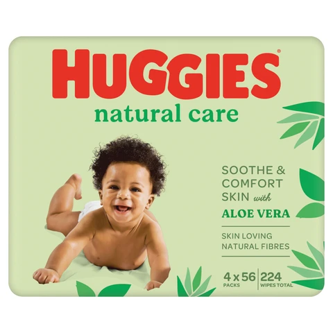 Huggies Natural Care Baby Wipes 4 x 56 Wipes