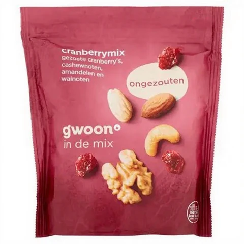 G'woon Cranberrymix Ongezouten 200g