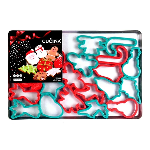 La Cucina Coffret Complet Emporte-Pièces de Noël avec Plaque de Cuisson – 22 Pièces 42 x 29 cm