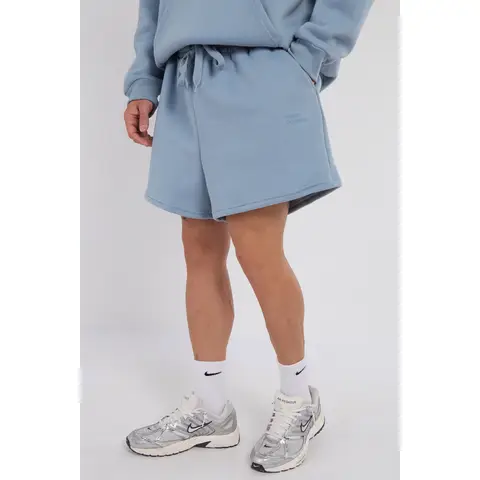 Third Avenue Relaxed Fit High Rise Fleece Shorts - Slate Blue
