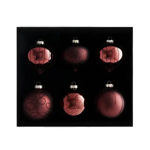 WeRChristmas Burgundy Glass Baubles, 6 Pack, 10 cm
