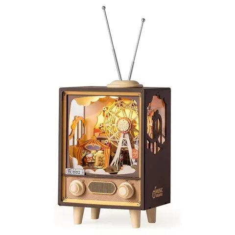 Robotime Rolife Sunset Carnival 3D Puzzle DIY Toys Kit 17.8x14.2x41.4cm 1PC,Home decoration, bookshelf decoration,Craft Gifts for Adults and Teens,Educational toys