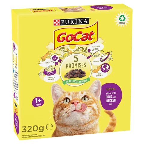Go-Cat with Duck and Chicken Mix Dry Cat Food 320g