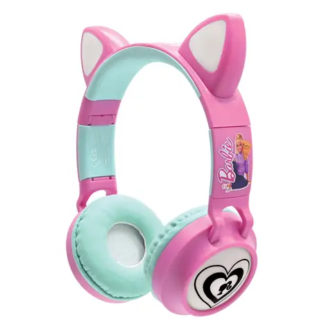 BARBIE with Cat Ears 3D 2-in-1 Bluetooth Wireless or Wired Mode Kids Headphones