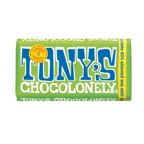 Tony's Chocolonely Dark Chocolate, Almonds & Sea Salt 180g