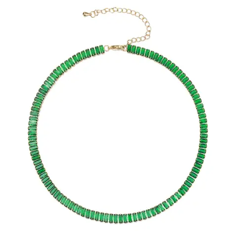 Ever Faith Green Cubic Zirconia Thick Tennis Choker Necklaces