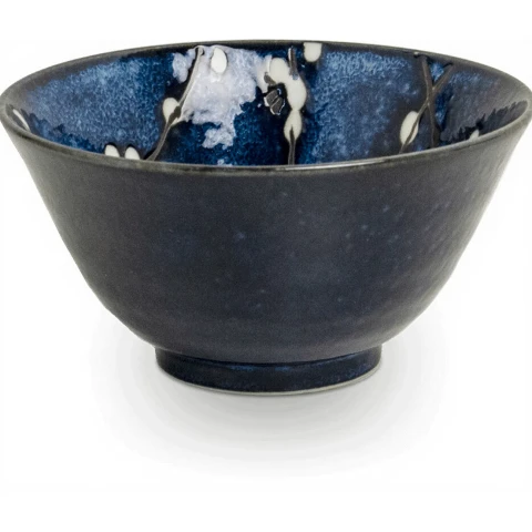 KOM Edo Japanische Keramikschüssel Blau Kirschblütenmuster Ø13cm*H7cm