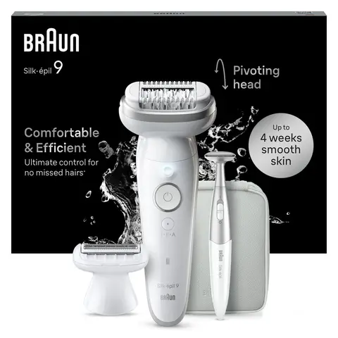 Braun Silk-épil 9 Hair Removal Device, Easy Hair Removal, Long-Lasting Smooth Skin, Model 9-241, White
