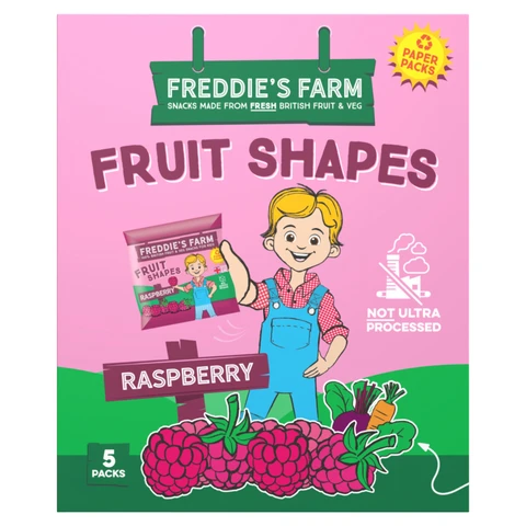 Freddie's Farm Fruit Shapes Raspberry 5 Packs 100g
