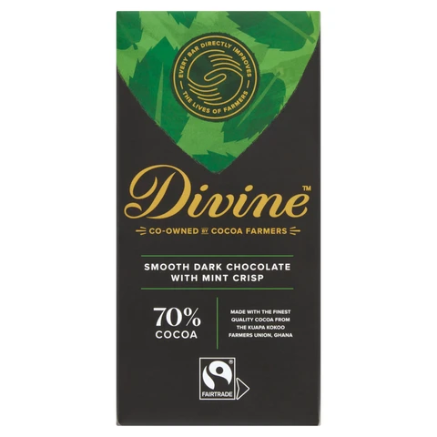 Divine Chocolate 70% Dark Chocolate Mint 90g