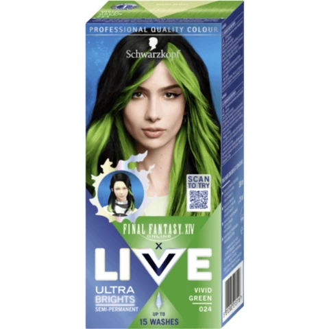 Schwarzkopf Final Fantasy XIV Online Live Ultra Brights Semi-Permanent  Vivid Green 024 1 Pack
