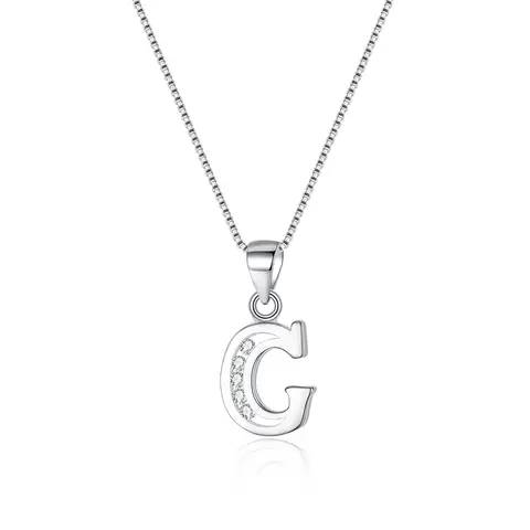 Ever Faith Cubic Zirconia Initial Pendant Necklace - Letter G