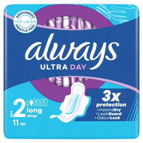 Always Ultra Day Sanitary Towels Long Size 2 With Wings 11 Pads