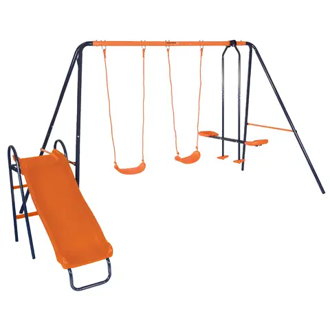 Hedstrom Kids Outdoor Swings, Glider & Slide Set Europa Blue/Orange