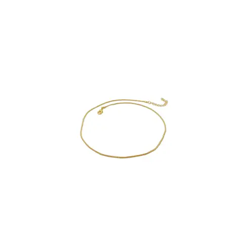 14.5-Inch 18K Gold Plated Snake Chain Choker, Minimalist Stainless Steel Flat Blade Necklace