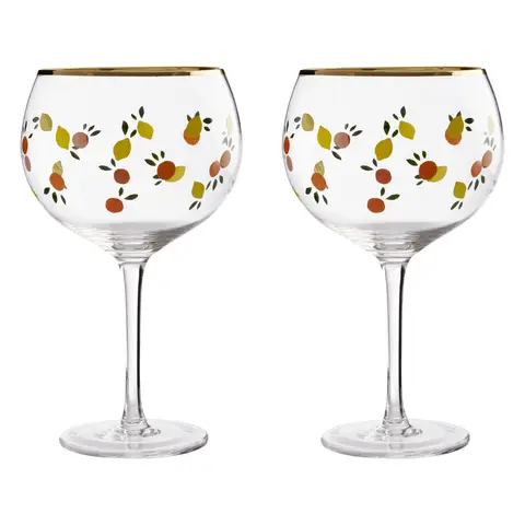 Maison by Premier Set Of 2 Citrus Design Gin Glasses