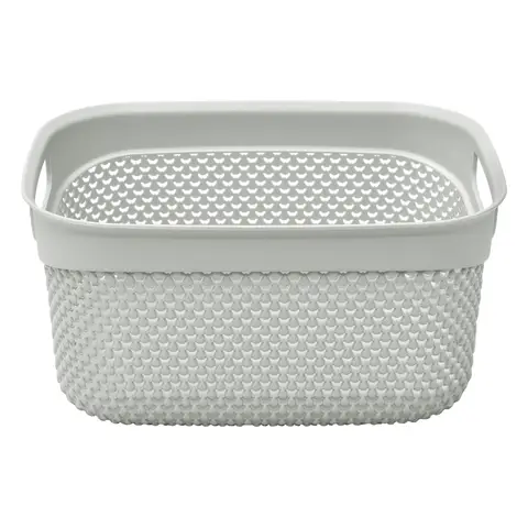 JVL Droplette Design Plastic Storage Basket – 6.6L, Ice Grey