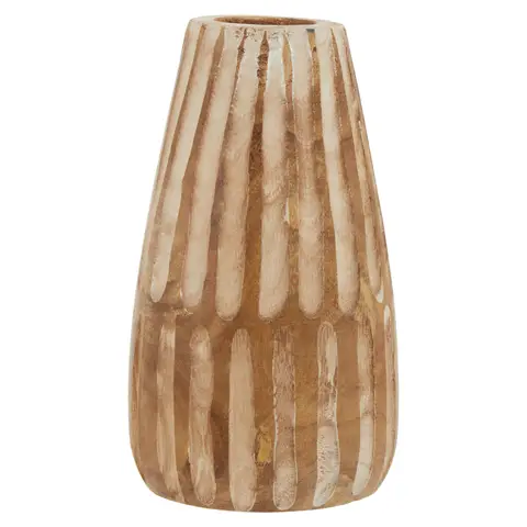 Fifty Five South Vase Arlo Tapered Engraved Wooden Natural Large