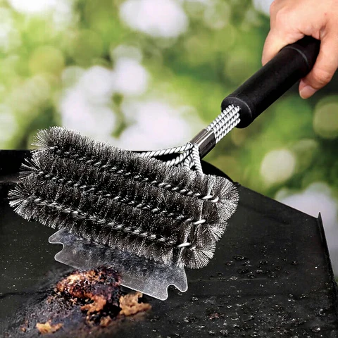 Huacan Drahtgrillbürste aus Edelstahl – leistungsstarkes Grillreinigungszubehör (BBQ-Werkzeug), silber