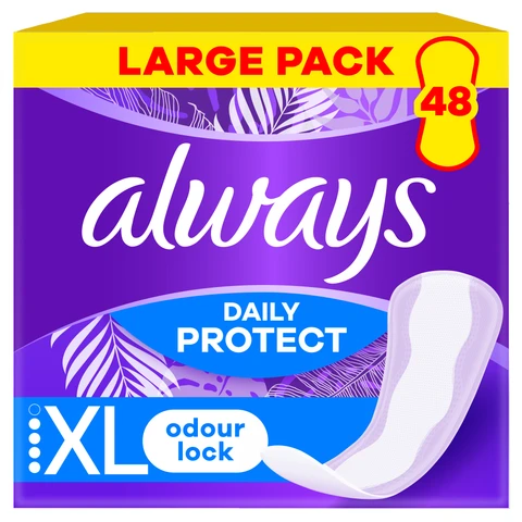 Always Daily Protect Extra Long Panty Liners Odour Lock 48 Pack