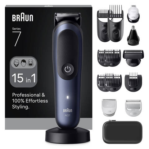 Braun All-in-One Series 7, 15in1 Grooming Kit, ProBlade, AutoSense, AIO7580, Blue