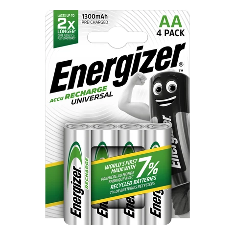 Energizer AA 1300mAh Recharge Universal Batteries – Pack of 4