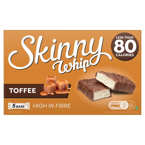 Skinny Whip Toffee And Chocolate 5 Bars 100g
