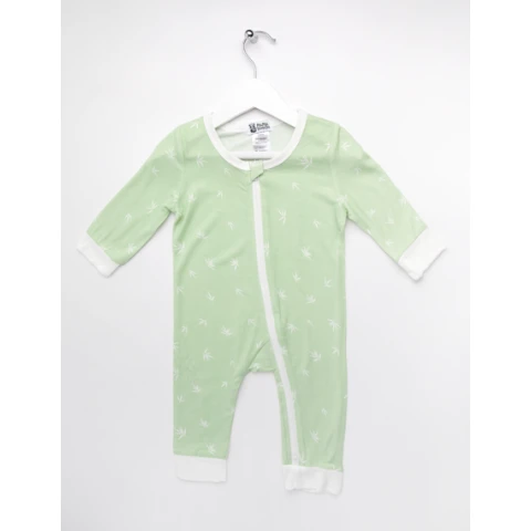 Mama Bamboo Babygrow 3-6 Months Green Bamboo Print