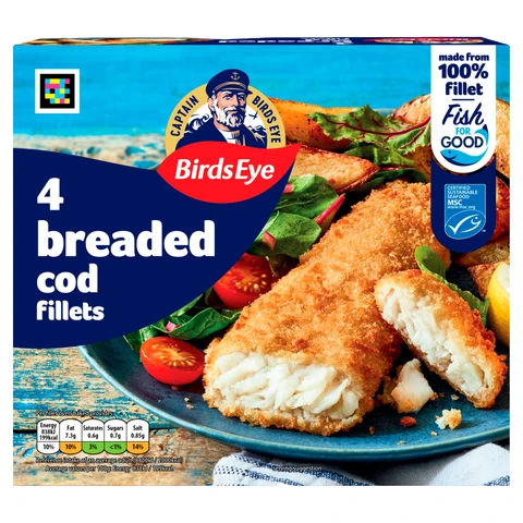 Birds Eye 4 Breaded Cod Fish Fillets 400g