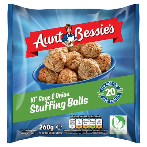 Aunt Bessie's 10 Sage & Onion Stuffing Balls 260g