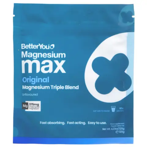 BETTER YOU - Magnesium Max Original Powder - 375mg Magnesium Triple Blend - 120G