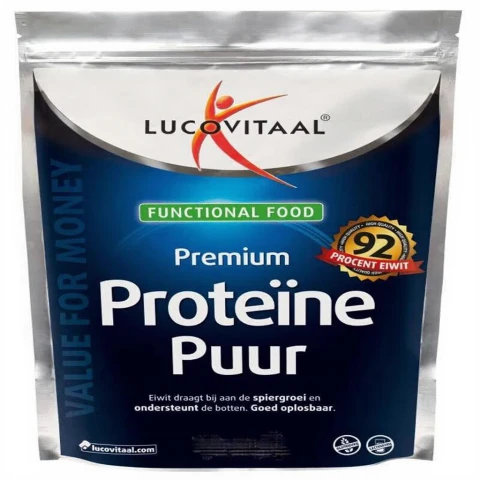 Lucovitaal Premium Pure Eiwitpoeder 92% Eiwit Spiergroei Makkelijk te Mengen 500 g