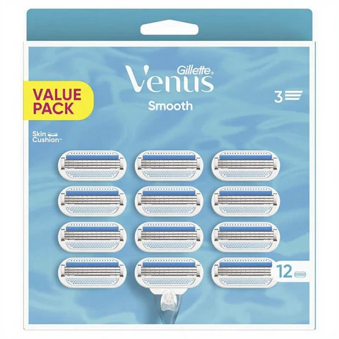 GILLETTE Venus Smooth - Lames de Rasoir avec Coussinets - 12 Unités