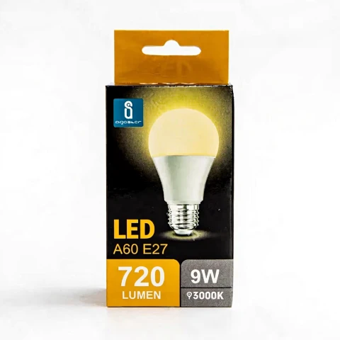 Aigostar LED A5 A60 Brede Stralingshoek, E27, 9 W, 3000 K, Kleurenverpakking - Geel