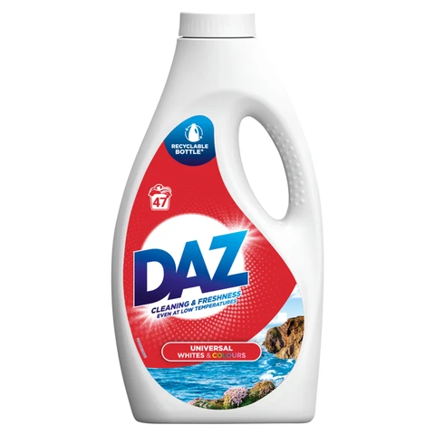 Daz Liquid Detergent, Universal Whites & Colours, 47 Washes, 1.55l