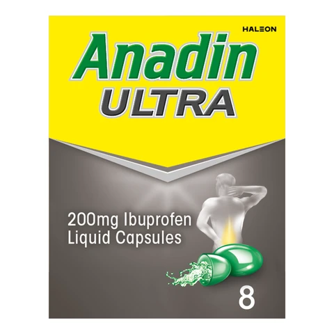 Anadin Ultra Ibuprofen Pain Relief Liquid Capsules - 8 Capsules