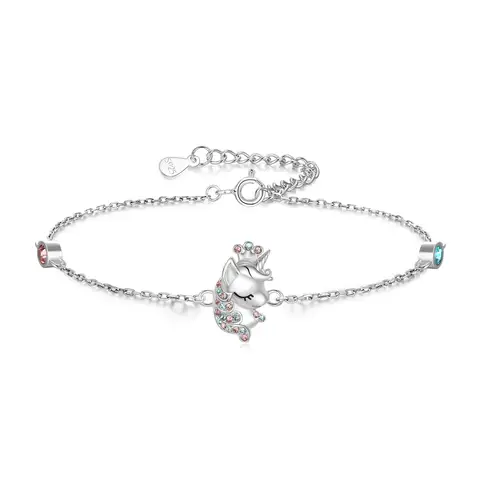 Ever Faith Crown Unicorn Link Bracelet Adjustable from 6.6 to 7.1 Inches