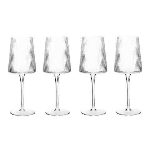 Maison by Premier Set of Four Ribbed Wine Glasses