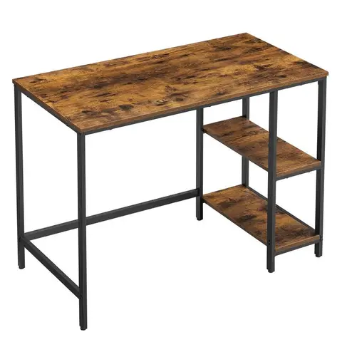 VASAGLE Desk 2 Shelves Rustic Brown/Black