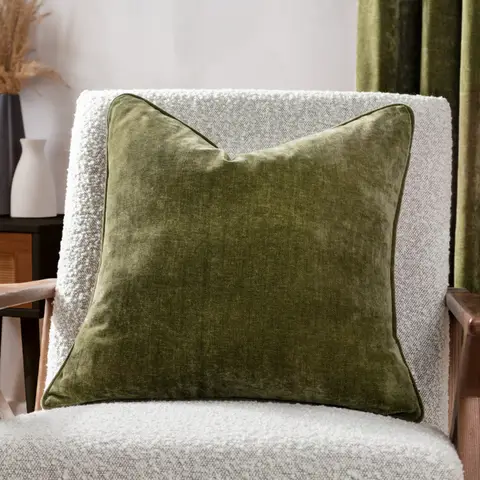 Yard Cushion Heavy Chenille Square Olive 50x50cm