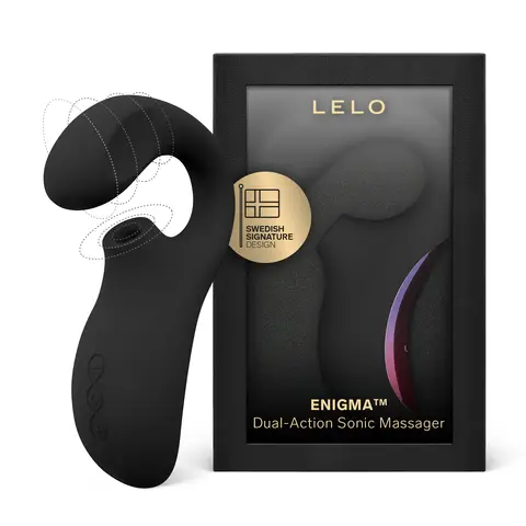 LELO Enigma Double Sonic Female Triple Stimulation Massager with Bluetooth App, 8 Pleasure Settings and 2 Extra Modes, Rabbit Sex Toy (Black)