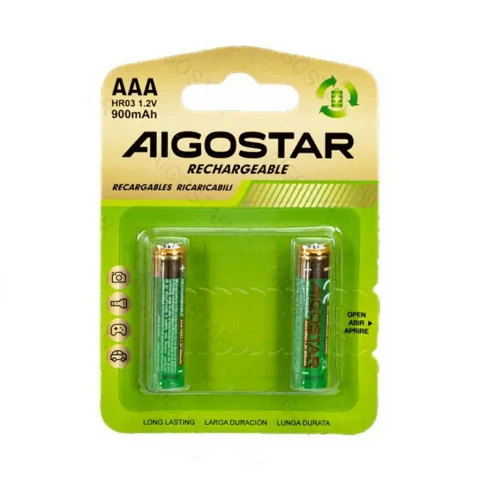 Aigostar Oplaadbare batterij AAA 900mAh 1.2V, 2 stuks