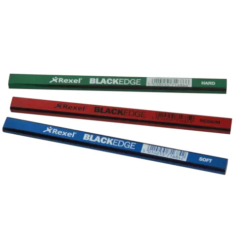 Blackedge Carpenters Pencils Assorted 12 Pack (Includes Hard, Medium & Soft Graded Pencils)