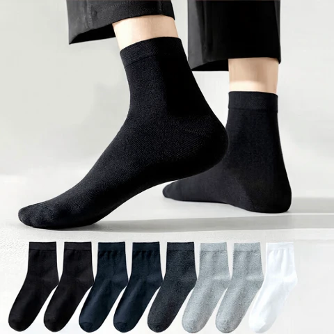 8 Paar Socken, mittellange Socken aus Xinjiang-Baumwolle, Einheitsgröße, Herren, gemischte Farben