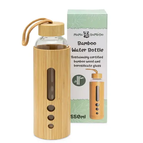 Mama Bamboo Bamboo and Glass Water Bottle 550ml