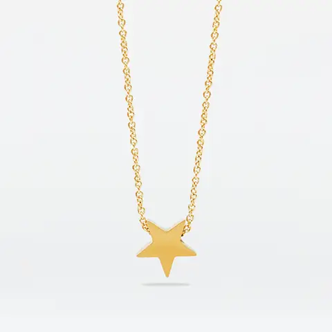 16-Inch 18K Gold Plated Star Charm Necklace, Celestial Stainless Steel Dainty Pendant