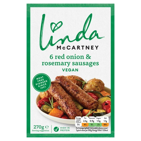 Linda McCartneys 6 Vegetarian Red Onion & Rosemary Sausages 270g