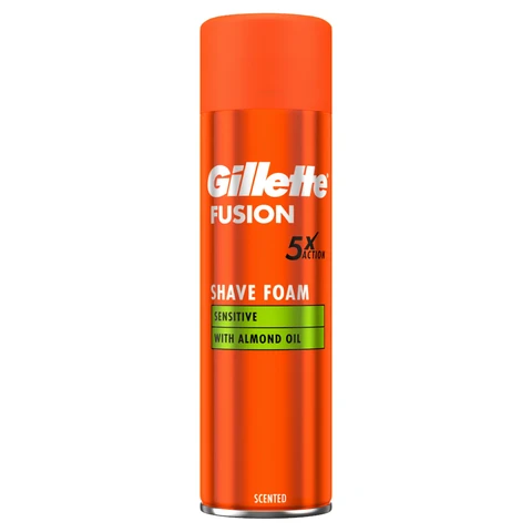 Gillette Fusion Shave Foam with Almond Oil, For Sensitive Skin, 250ml